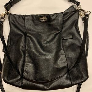 COACH Pebbled Black Leather Hobo Bag